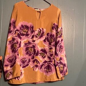 Floral Women's Top in Mustard and Purple